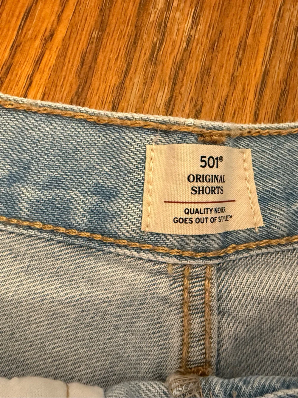 Levi's Light Blue Distressed High-Waist Denim Shorts